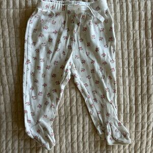 GAP White and Pink Bottoms with Elastic Waistband and Footies